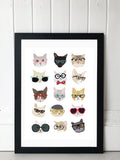 East End Prints Black Cats in Glasses framed print (British brand)