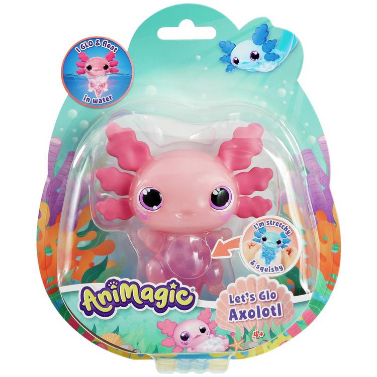 Animagic Let's Glo Axolotl pink interactive toy (British brand)