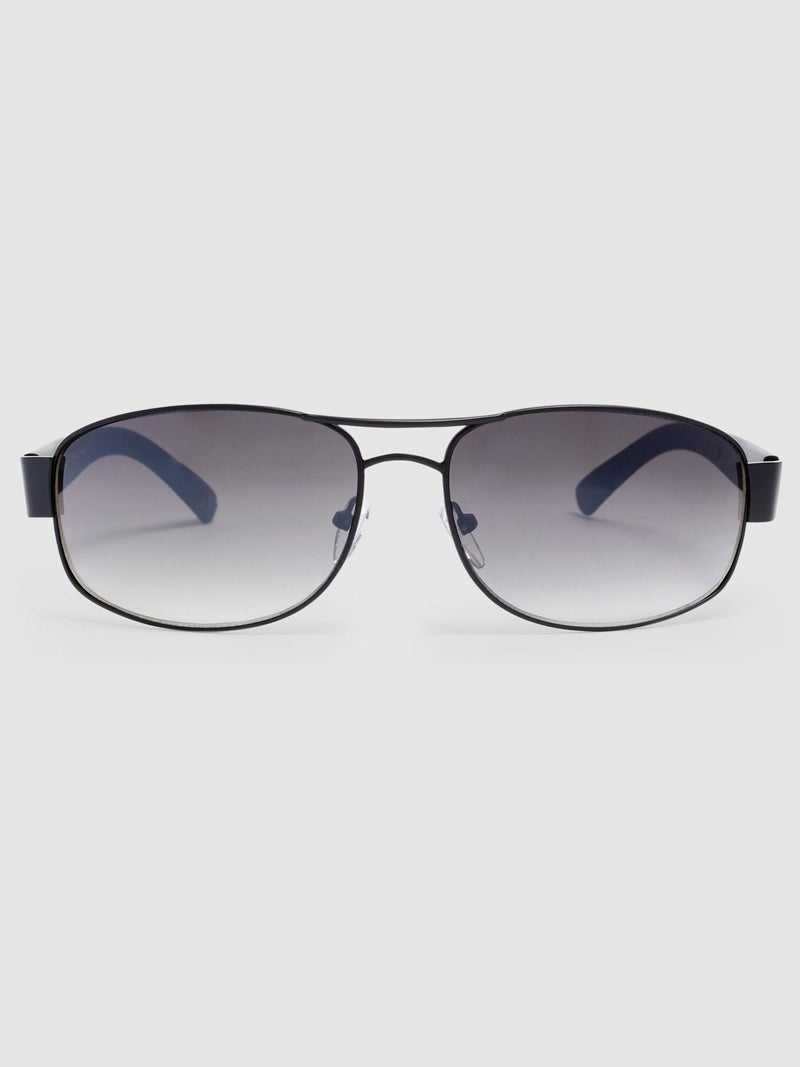Schwarze Deadlion Sonnenbrille mit verspiegelten Gläsern mit Farbverlauf (britische Marke)