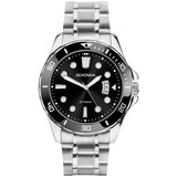 Sekonda men's watch with black dial and stainless steel bracelet (British brand)