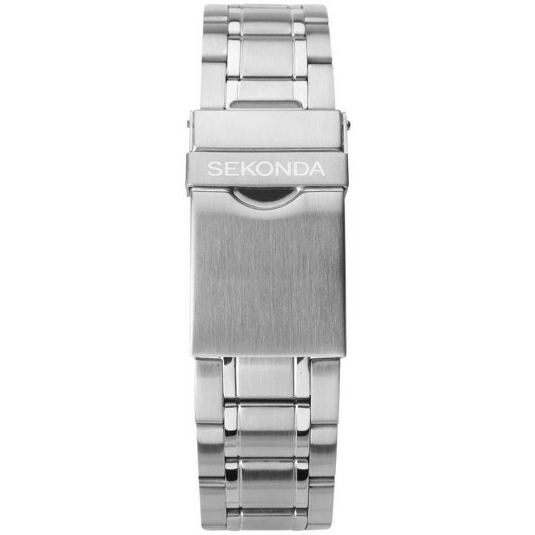 Sekonda men's watch with black dial and stainless steel bracelet (British brand)