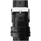 Sekonda men's black leather strap silver dial watch, UK version