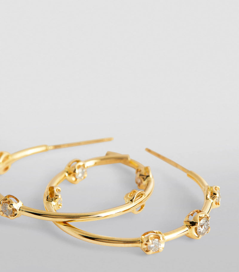 Jacquie Aiche yellow gold diamond Sophia hoop earrings, UK version