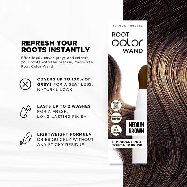 Jerome Russell Root Color Wand Medium Brown, imported from the UK