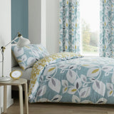 Catherine Lansfield bedding set teal leaf print single, imported from the UK