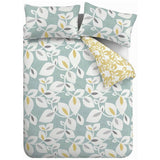Catherine Lansfield bedding set teal leaf print single, imported from the UK