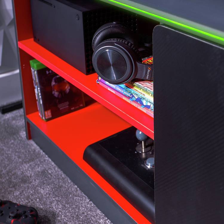 X Rocker Carbon Tek LED media unit red - British product