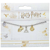 Harry Potter charm bracelet silver coloured with three charms, UK version