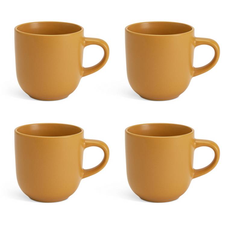 Habitat stoneware mugs set of 4 mustard matte glaze, UK version