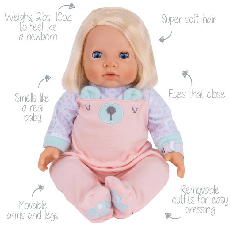 Tiny Treasures bear baby doll care set 17 inches, UK version