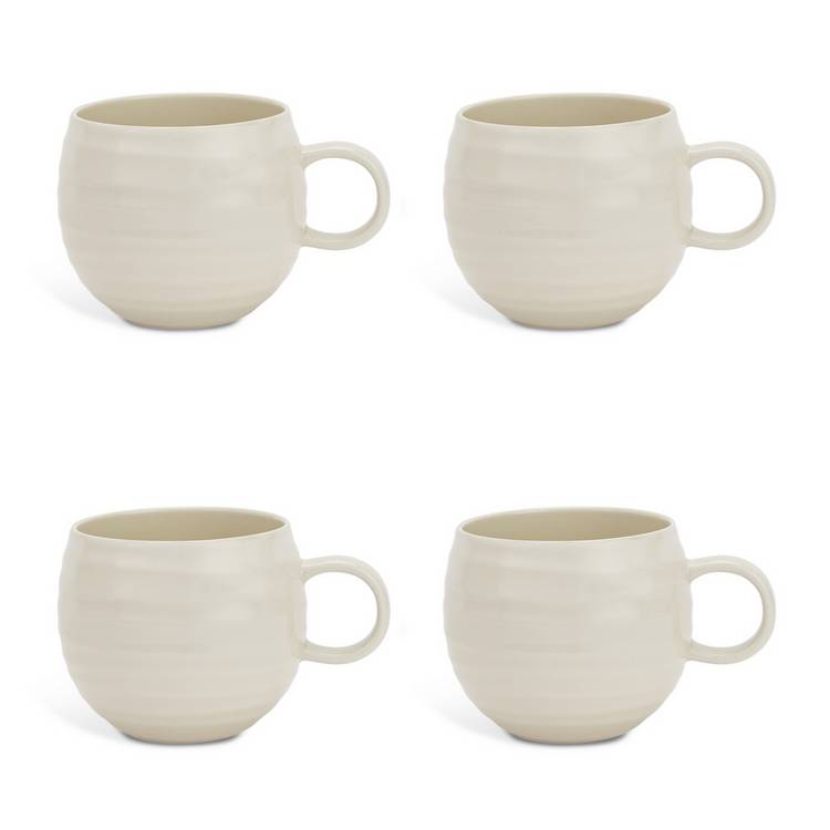 Habitat stoneware mug set cream ripple 540ml, UK version
