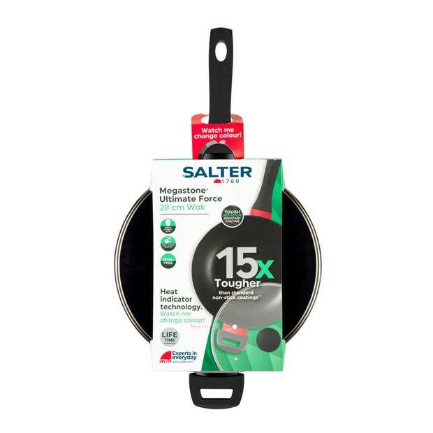 Salter aluminium wok 28cm with lid, imported from the UK