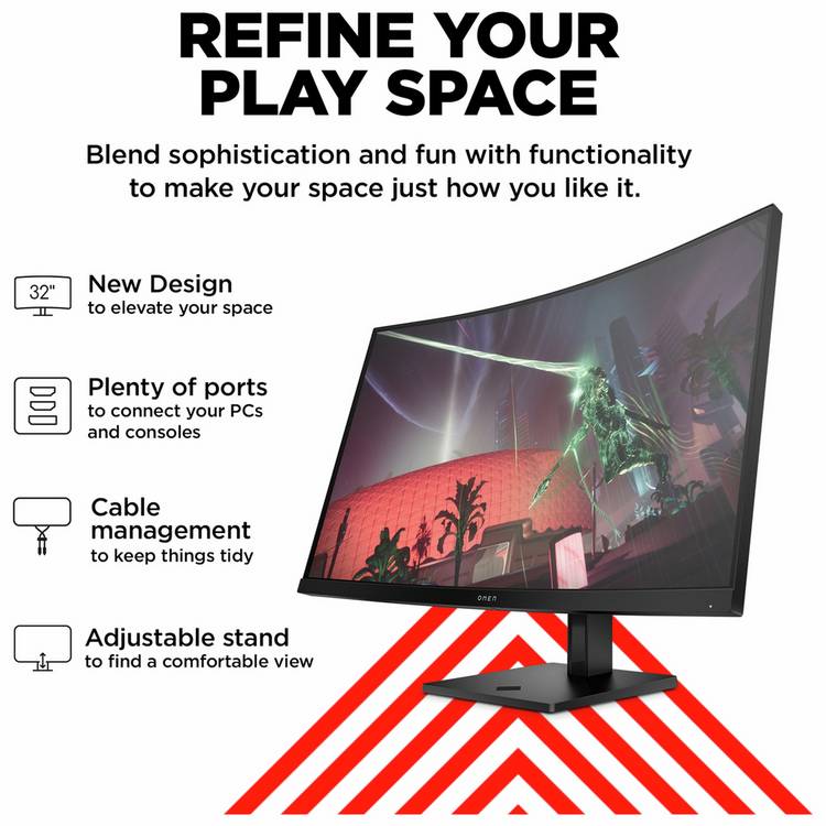 HP Omen 31.5 inch curved QHD gaming monitor, UK version
