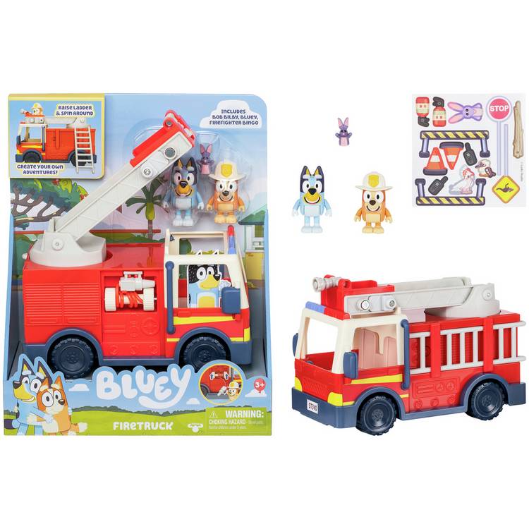 Bluey Bingo's Fire Truck playset with figures, imported from the UK