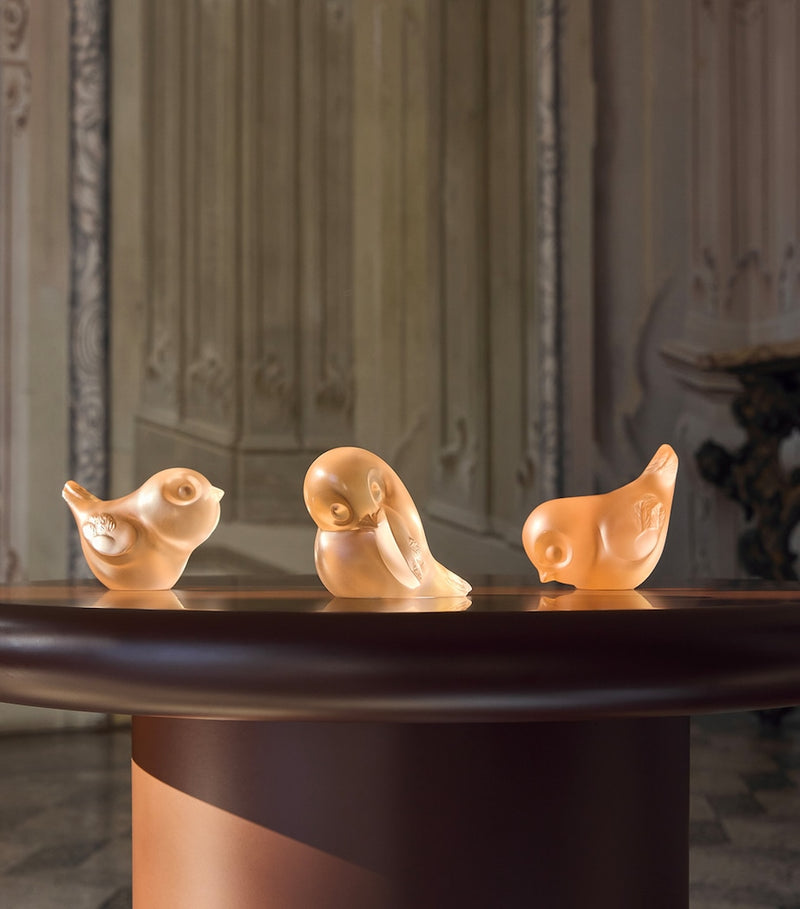 Lalique Piou-Piou crystal bird sculpture 5.5cm, UK version