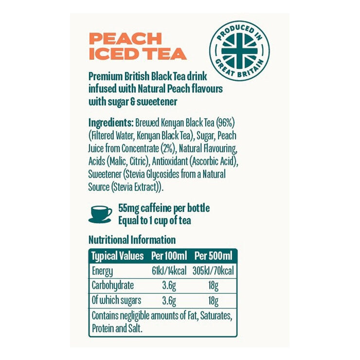 Harry Brompton's Peach Iced Tea 12x500ml, imported from the UK
