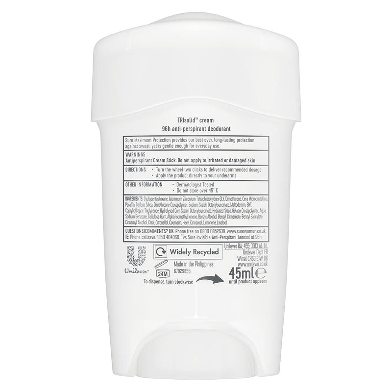 Sure women's maximum protection anti-perspirant 2 x 45ml (British brand)