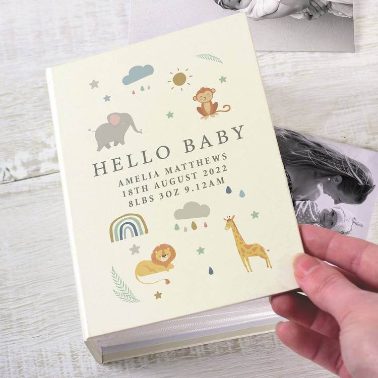 Personalised Memento safari animals photo album H16.7cm - British product