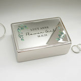 Personalised botanical rectangular jewellery box - British product