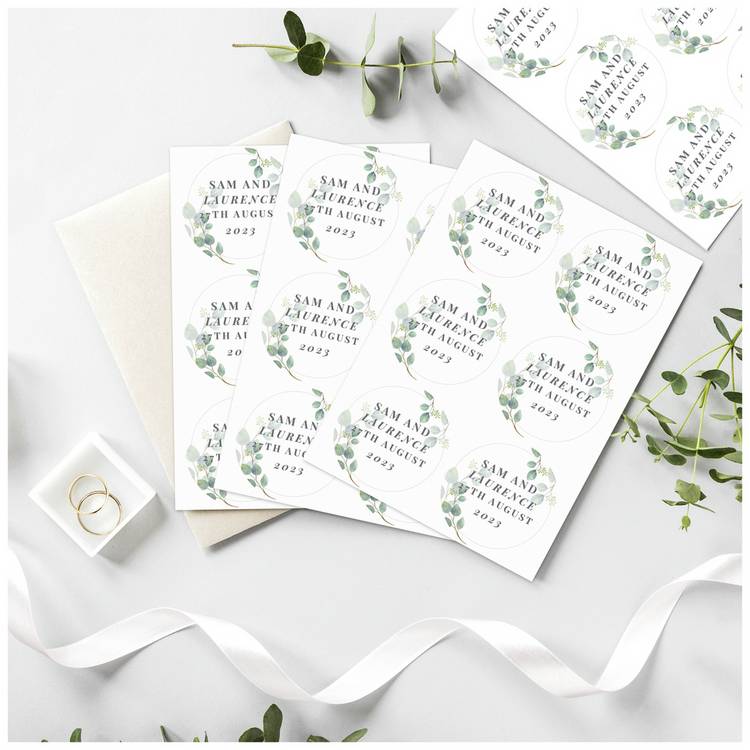 Personalised botanical sticker set with 24 stickers - British product