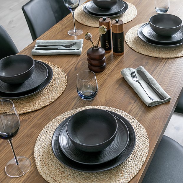 Habitat textured ripple stoneware dinner set 12 piece, imported from the UK