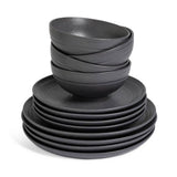 Habitat textured ripple stoneware dinner set 12 piece, imported from the UK