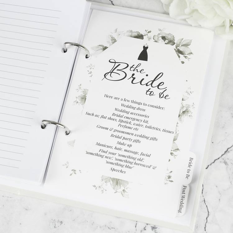 Botanical wedding planner A5 personalised notebook, imported from the UK