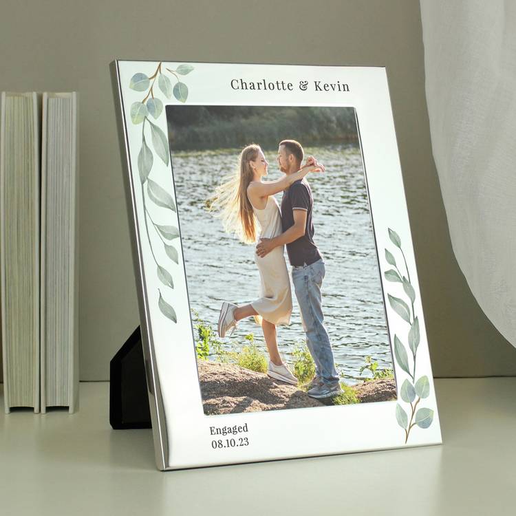 Silver botanical photo frame 22x17cm - British product