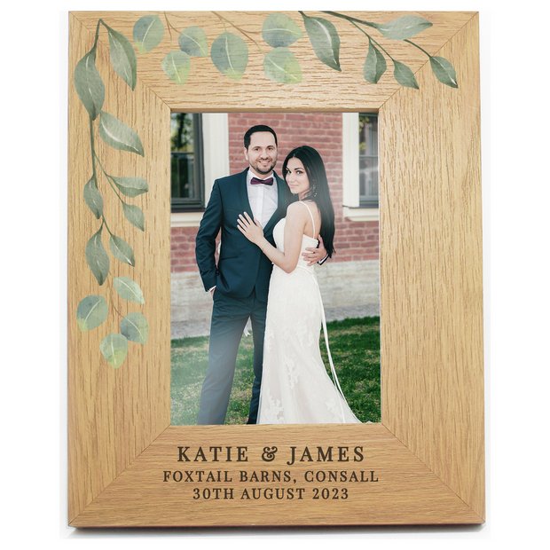 Personalised oak effect photo frame 21x16cm, imported from the UK