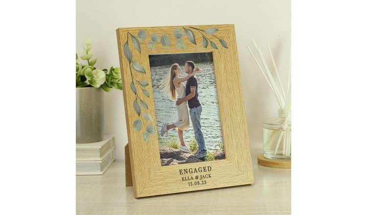 Personalised oak effect photo frame 21x16cm, imported from the UK
