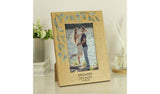 Personalised oak effect photo frame 21x16cm, imported from the UK