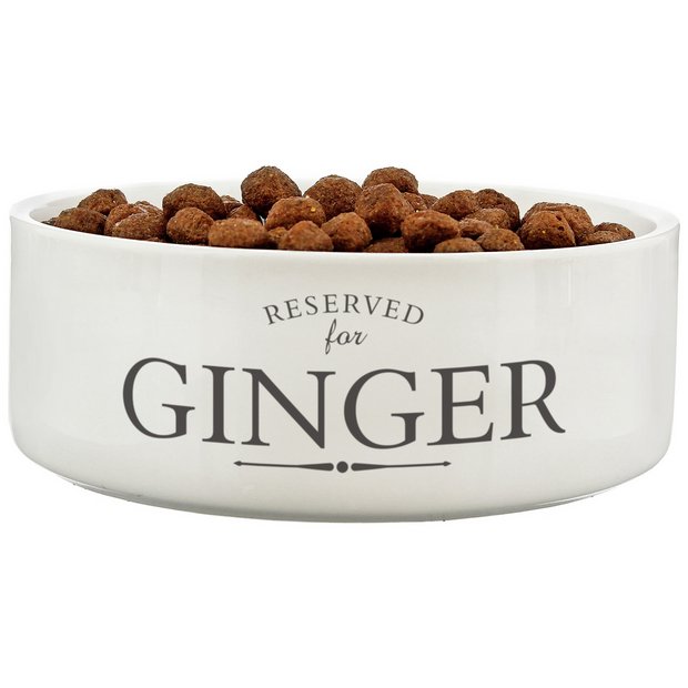 Personalised white ceramic dog bowl medium, UK version