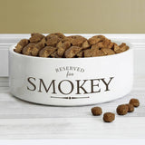 Personalised white ceramic dog bowl medium, UK version