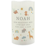 Personalised safari animals LED candle 13cm, UK version