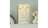 Personalised safari animals LED candle 13cm, UK version