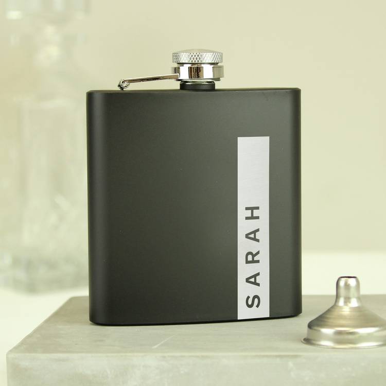 Personalised black hip flask 170ml - British product