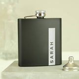 Personalised black hip flask 170ml - British product