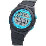 Lorus boys digital watch black blue resin silicone strap (British brand)