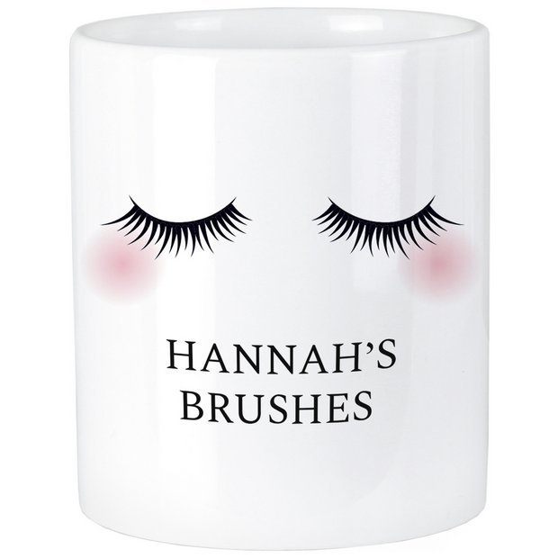 Personalised ceramic storage pot with eyelashes print, UK version