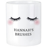 Personalised ceramic storage pot with eyelashes print, UK version