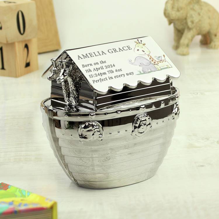 Noah's Ark personalised money box - British product
