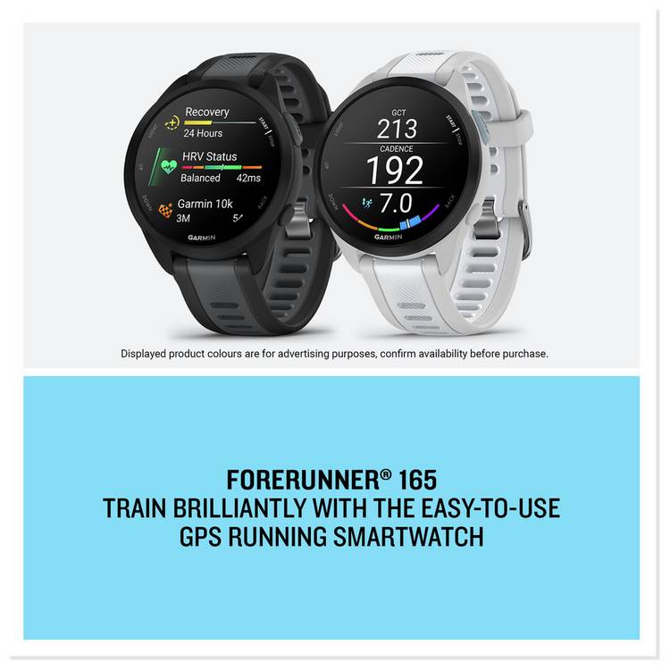 Garmin Forerunner 165 GPS running smartwatch Mist Grey 43mm, UK version