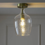 Argos Home Abas glass flush to ceiling light satin brass (British brand)