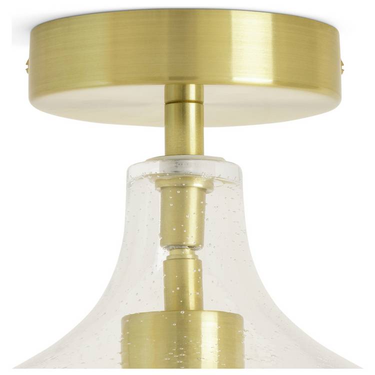 Argos Home Abas glass flush to ceiling light satin brass (British brand)