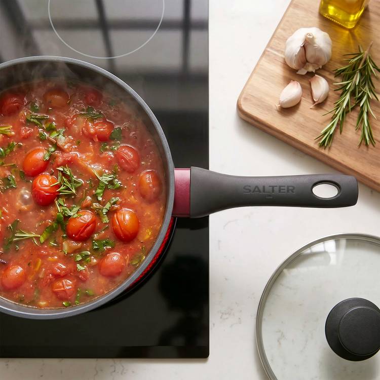 Salter 16cm aluminium saucepan with glass lid (British brand)