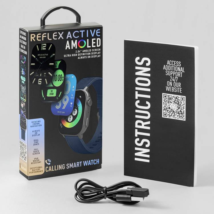 Reflex Active Series 29 AMOLED smartwatch navy silicone strap, imported from the UK