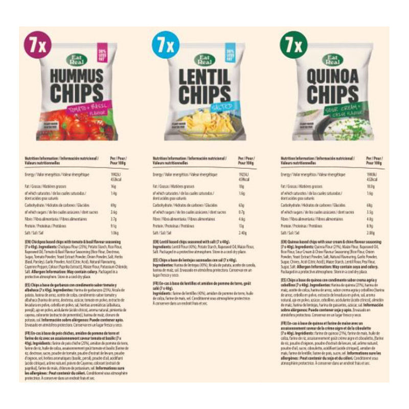 Eat Real variety box mixed flavour crisps 21 pack - British product
