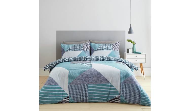 Catherine Lansfield Geometric Shapes Teal bedding set single, imported from the UK