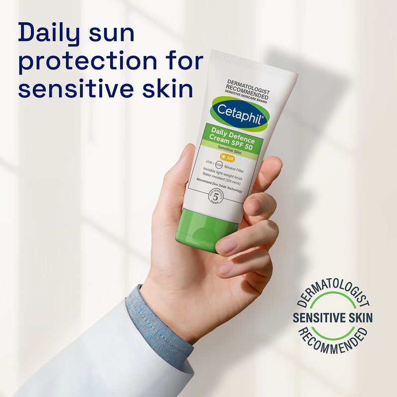 Cetaphil Daily Defence Cream SPF 50+ mineral sunscreen 50g, imported from the UK