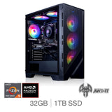AWD-IT Forge 7 XT gaming desktop PC with AMD Ryzen, UK version